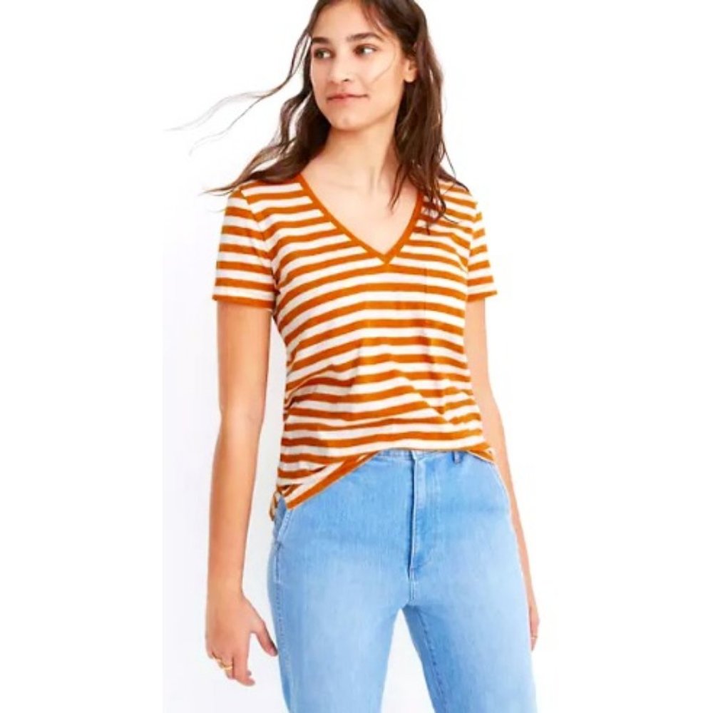 Madewell NWT Cotton Pocket Tee Richie Stripe Size Medium